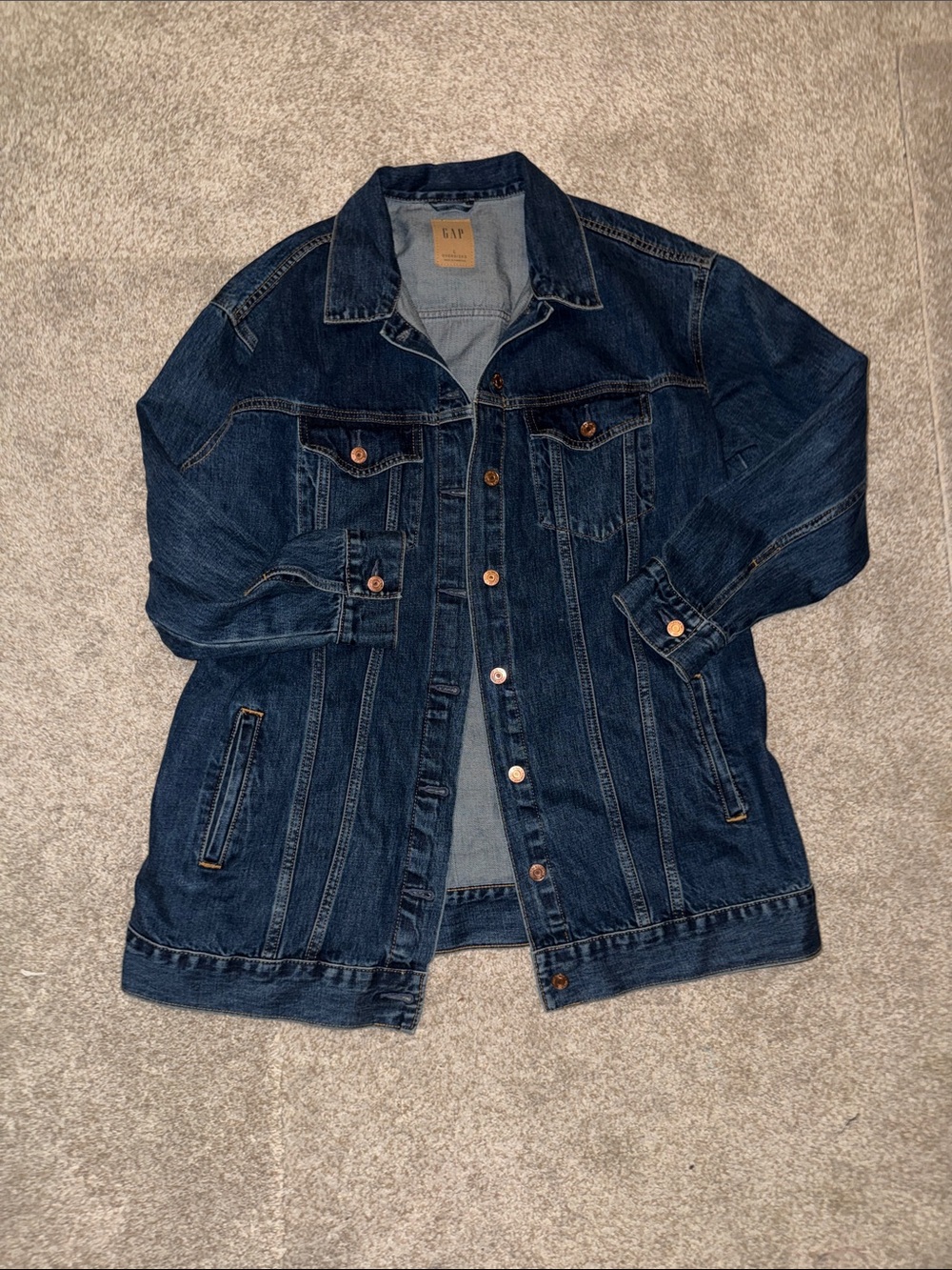 GAP Oversized Dark Indigo Blue Denim Jacket - Picture 2 of 7
